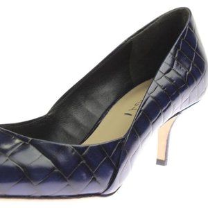 Via Spiga Navy Crocodile Medora Leather Dress Pump